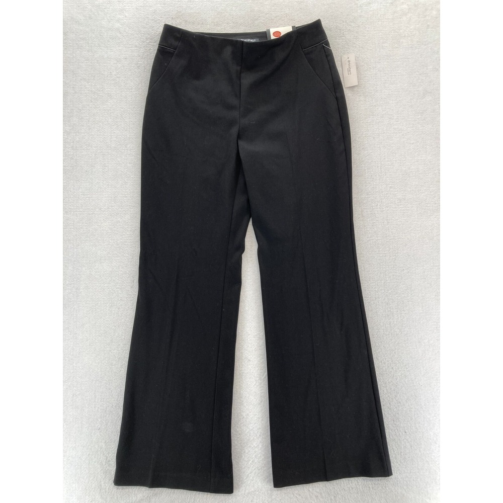 Roz & Ali Secret Agent Pants Women's 6 Wide Leg Black Stretch Tummy Control NWT